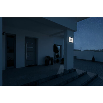 DOTLUX LED-Hausnummernleuchte WALLsquare 24cm 7W 3000K Tageslichtsensor