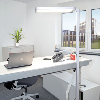 realLED LED Büro Stehleuchte Athena  80W 4000K dimmbar mit Sensor grau