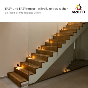 realLED Treppenleuchte EASY 1,5 W 3000K warmweiß weiß / schwarz / silber