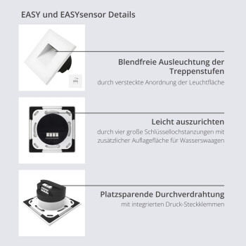 realLED Treppenleuchte EASY 1,5 W 3000K warmweiß weiß / schwarz / silber