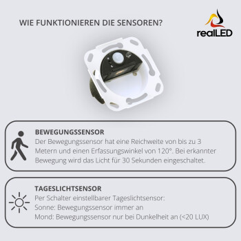 realLED Treppenleuchte EASY 1,5 W 3000K warmweiß weiß / schwarz / silber