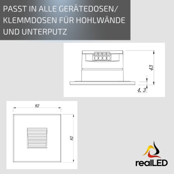 realLED Treppenleuchte EASY 1,5 W 3000K warmweiß weiß / schwarz / silber