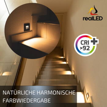 realLED Treppenleuchte EASYSTAIR 1,5 W 3000K warmweiß weiß / schwarz / silber
