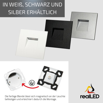realLED Treppenleuchte EASYSTAIR 1,5 W 3000K warmweiß weiß / schwarz / silber