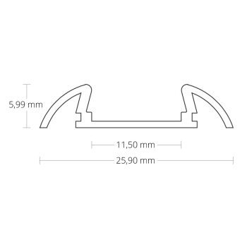 Alu-Aufbau-Profil Typ 7 200 cm, ultraflach, Flügel, für LED-Streifen bis 11 mm