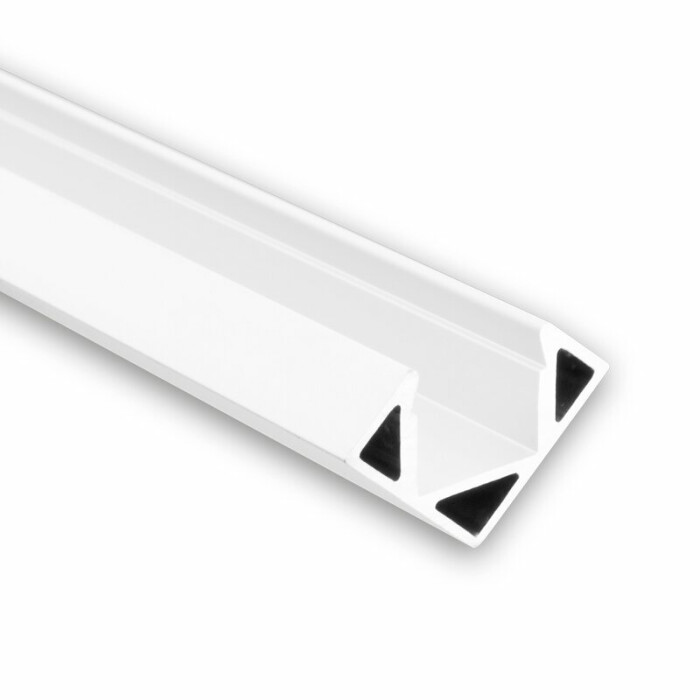 Alu-Eck-Profil Typ 8 200 cm, pulverbeschichtet weiß RAL 9010 für LED-Streifen bis 11 mm