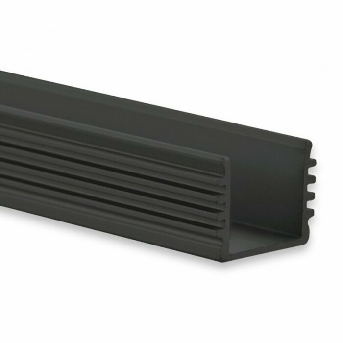 Alu-Aufbau-Profil Typ 4 200 cm pulverbeschichtet schwarz RAL 9005 für LED-Streifen bis 12 mm