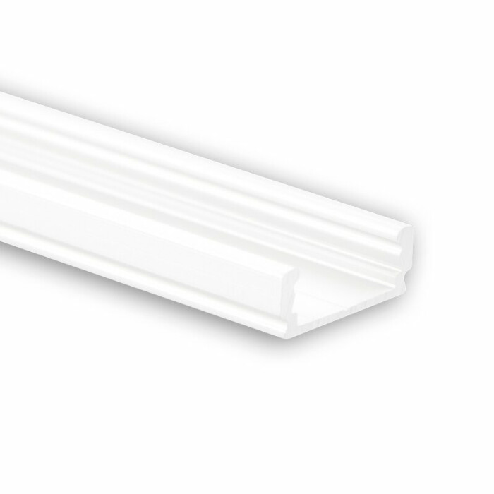 Alu-Aufbau-Profil Typ 1 200 cm pulverbeschichtet weiß RAL 9010 für LED-Streifen bis 12 mm