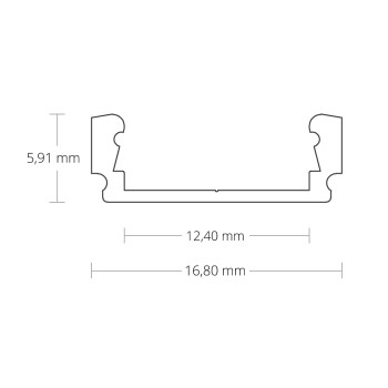 Alu-Aufbau-Profil Typ 1 200 cm pulverbeschichtet weiß RAL 9010 für LED-Streifen bis 12 mm