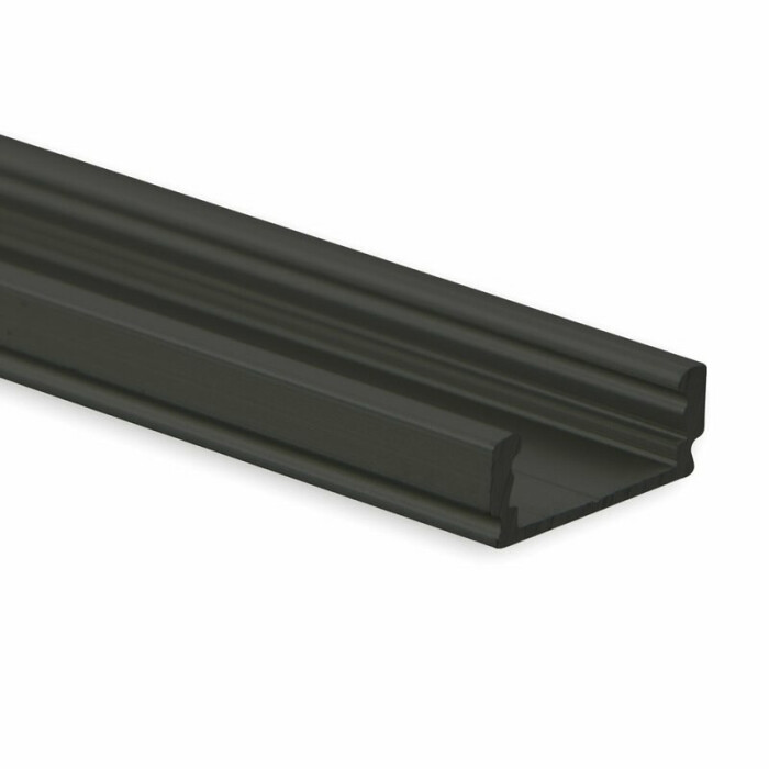 Alu-Aufbau-Profil Typ 1 200 cm pulverbeschichtet schwarz RAL 9005 für Streifen bis 12 mm