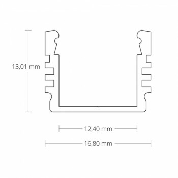 Alu-Aufbau-Profil Typ 2 200 cm pulverbeschichtet weiß RAL 9010 für LED-Streifen bis 12 mm