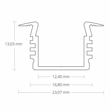 Alu-Einbau-Profil Typ 3 200 cm Flügel für LED-Streifen bis 12 mm
