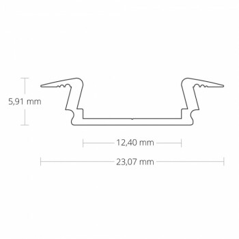 Alu-Einbau-Profil Typ 5, 200 cm flach/Flügel für LED Streifen bis max. 12 mm