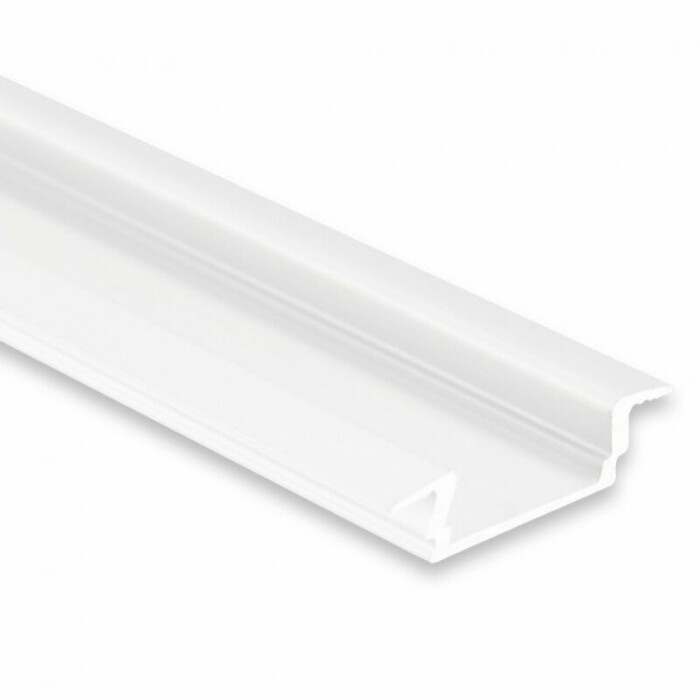 Alu-Einbau-Profil Typ 5 200 cm, flach, Flügel, pulverbeschichtet weiß RAL 9010 für LED-Streifen bis 12 mm