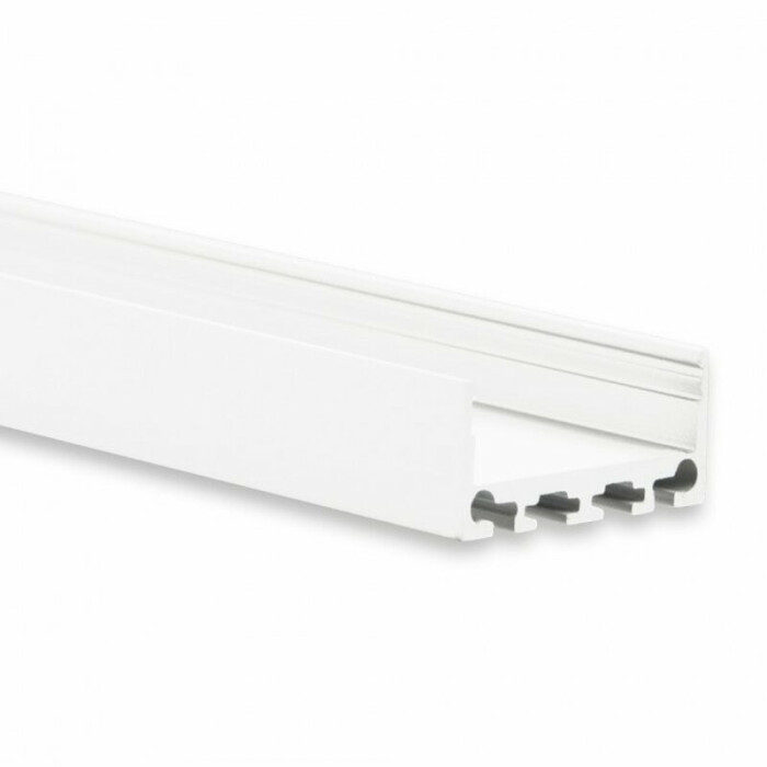 Alu-Aufbau-Profil Typ 9 200 cm, flach, pulverbeschichtet weiß RAL 9010 für LED-Streifen bis 24 mm