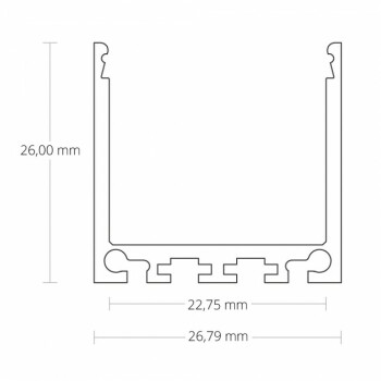 Alu-Aufbau-Profil Typ 11 200 cm, hoch, pulverbeschichtet weiß RAL 9010 für LED-Streifen bis 24 mm