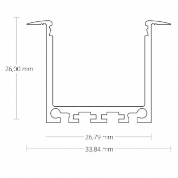 Alu-Einbau-Profil Typ 12 200 cm, hoch, für LED-Streifen bis 24 mm